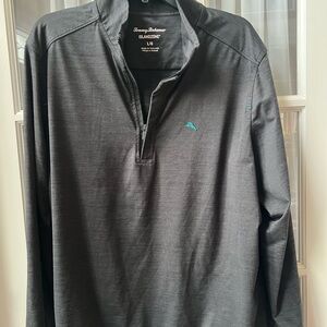 Tommy Bahama Black Quarter-Zip with Teal Logo Accent
